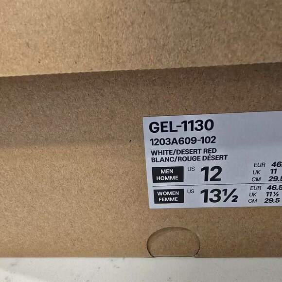 ASICS Gel-1130 White - Desert Red 1203A609-102 Mens Size 12 NEW SNEAKER SHOES - Picture 9 of 9